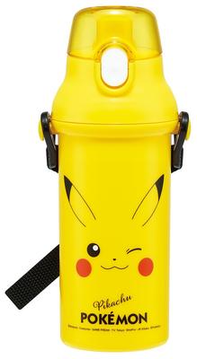 Skater Direct Drinking Water Dishwasher Made In Pokemon Pikachu Face 25 for Boys and Children's Bottle, Plastic, 480ml, One-Push Opening, Safe, Japan,