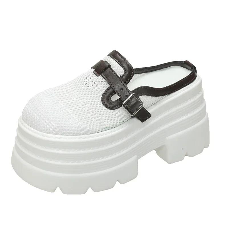 Modă 10CM Femei Tocuri Înalte Adidași Groși Nou Vară Femei Cataramă Platformă Papuci Sandale cu Pană Pantofi Diapozitive Zandalias De Mujer