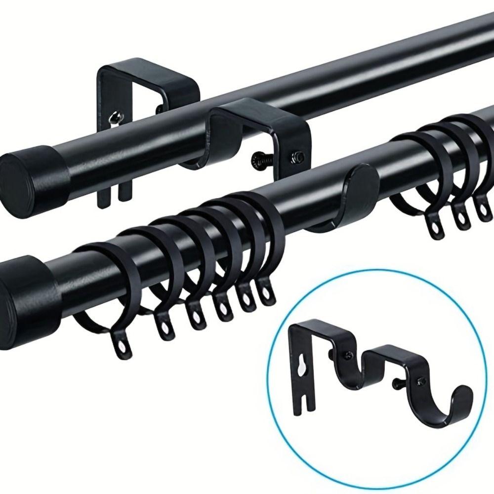 2Pcs Heavy-duty Roman Rod Support Holder Double Rod Double-Layer Hanging Brackets  Windows