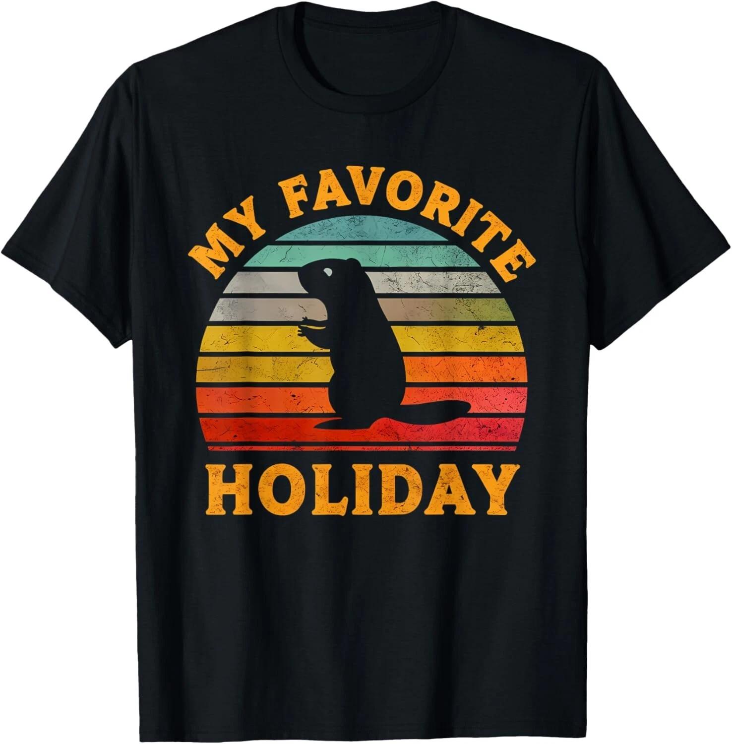 

My Favorite Holiday Groundhog Day Sunset Gifts 2025 Gift Unisex T-Shirt 3XL