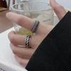 Retro Thai Silver 925 Sterling Ring - Hip Hop Punk Style, Non-fading, for Female Singers