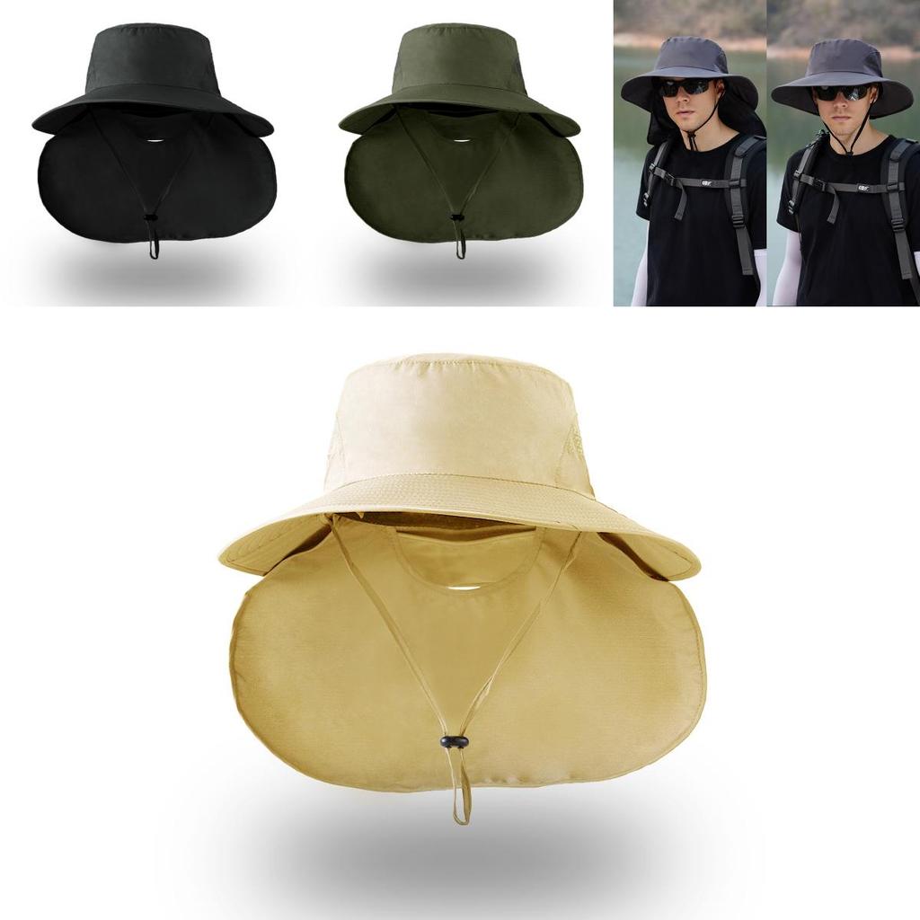 Summer Fisherman Hat With Large Brim For Outdoor Sun Protection And Neck Guard