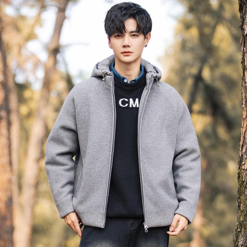 2025 Men's Loose Hooded White Duck Down Jacket - Trendy Casual Winter Knit