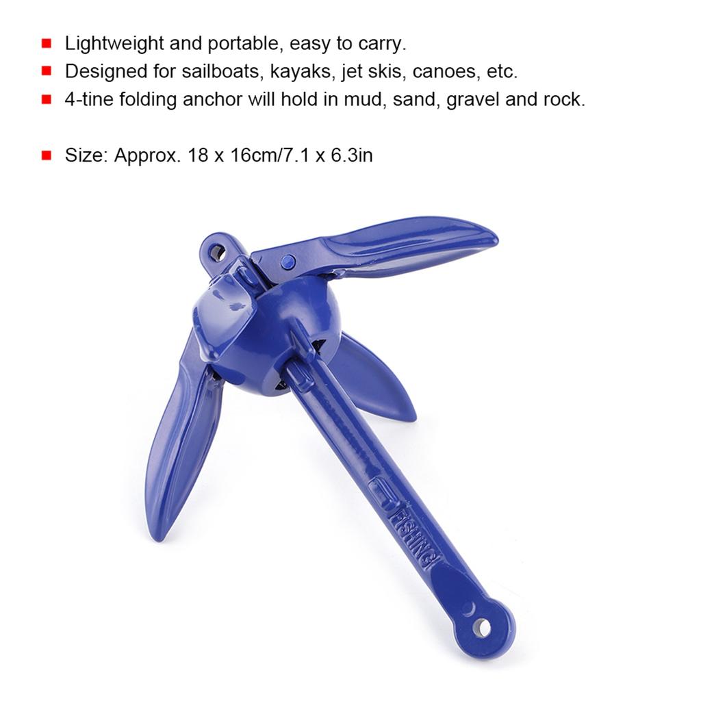4 Tine Aluminum Alloy Folding Boat Anchor Accessories for Sailboat Kayak Canoe