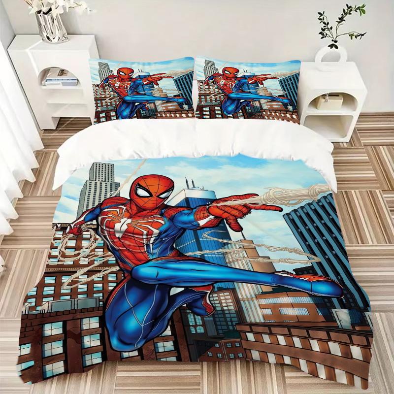 Spiderman Action Print 3Pcs Bedding Setduvet Cover With 2 Bedropillowcase Home Birthday Gift
