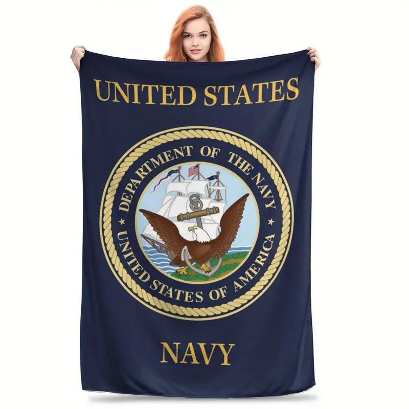 Marine Corps emblem digital-printed polyester Bedroom velvet flannel cover blanket Fleece soft sofa cover blankets for beds