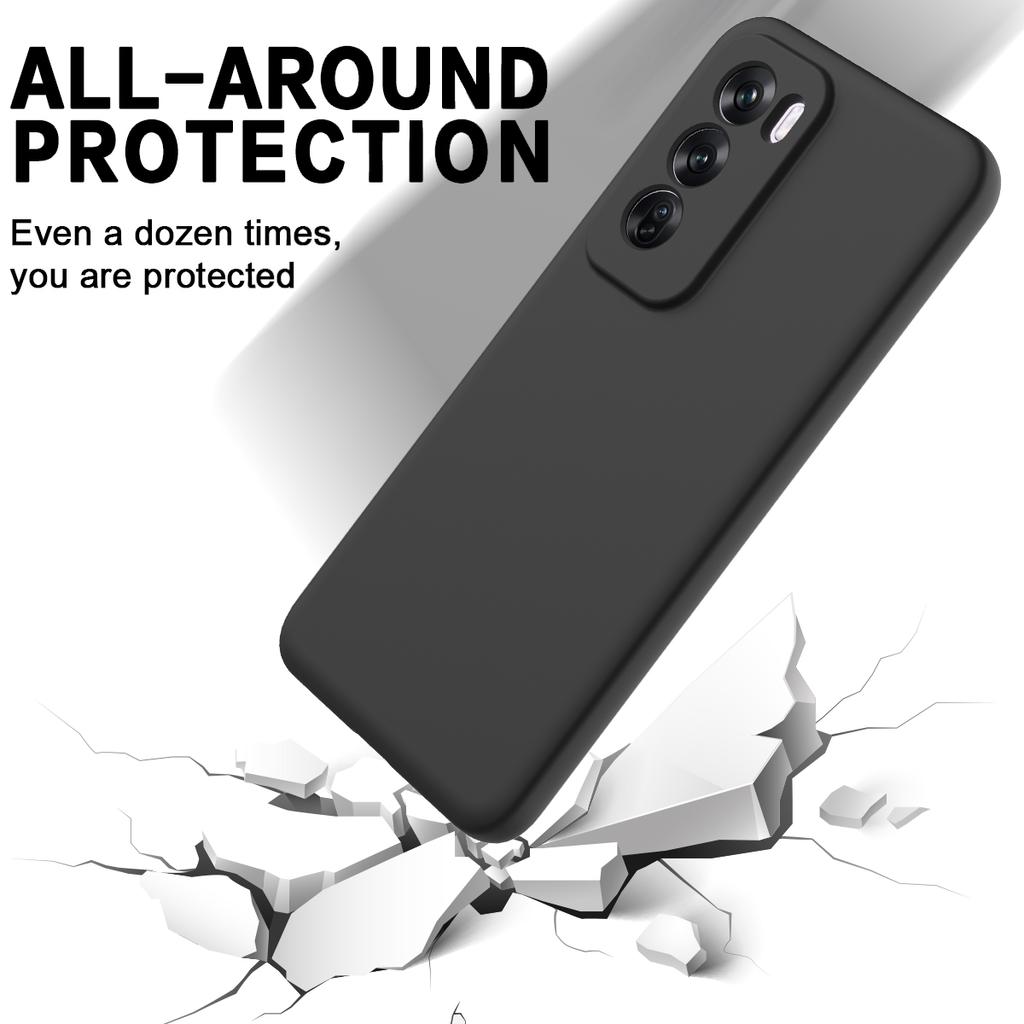 For Oppo Reno12 5G (Global) Protective Case Liquid Silicone Phone Cover with Wrist Strap