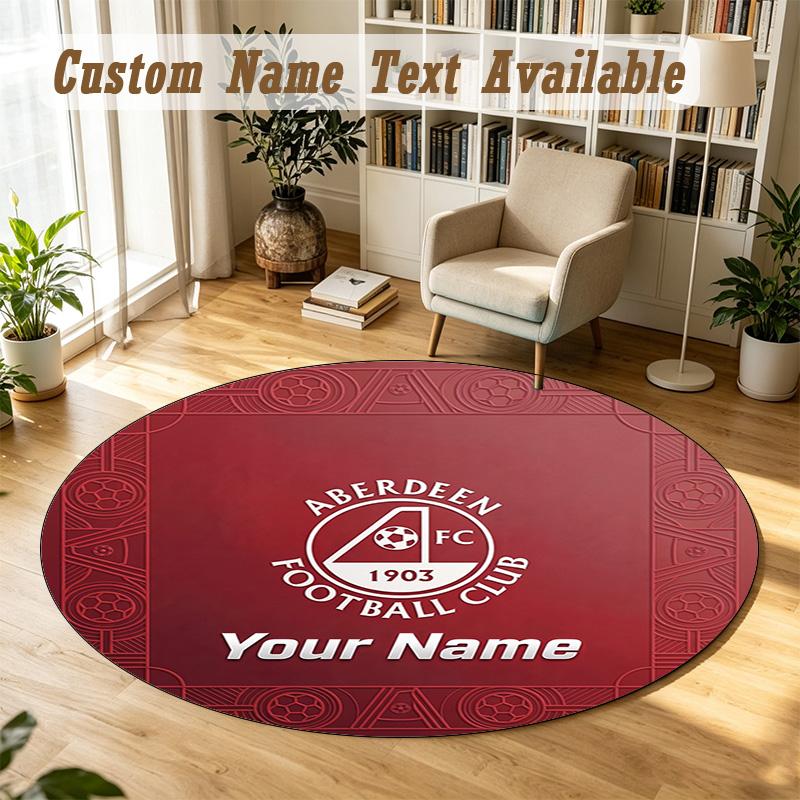 Round Rug Custom NameAberdeen FC Pattern Non Slip Carpet Home Floor Decor