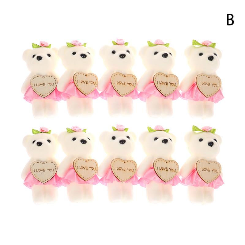 10Pcs/Set 10Cm Love Bear Bouquet Small Bear Couple Bear Gift Packaging Wedding Gift Birthday Present