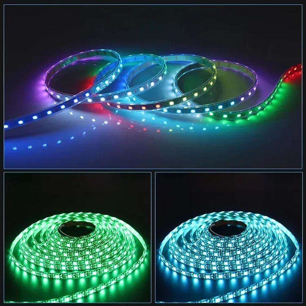 5V WS2812B RGB Colored Light 5050 RGBIC 5V Smart Waterproof LED Strip Individually Addressable IC 30/60/144Pixels/Leds/m Light