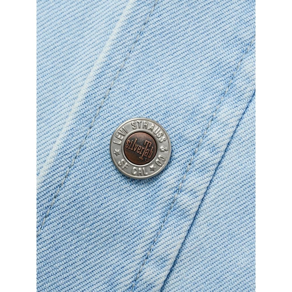 Levis Casual Comfortable Solid Color Denim Short Sleeve Shirt Men shirts Light-Blue 004HN-0001