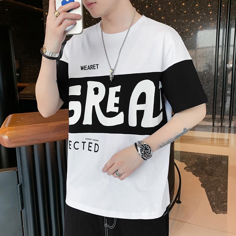 Мужская футболка с коротким рукавом, летняя свободная повседневная футболка с коротким рукавом M белый
