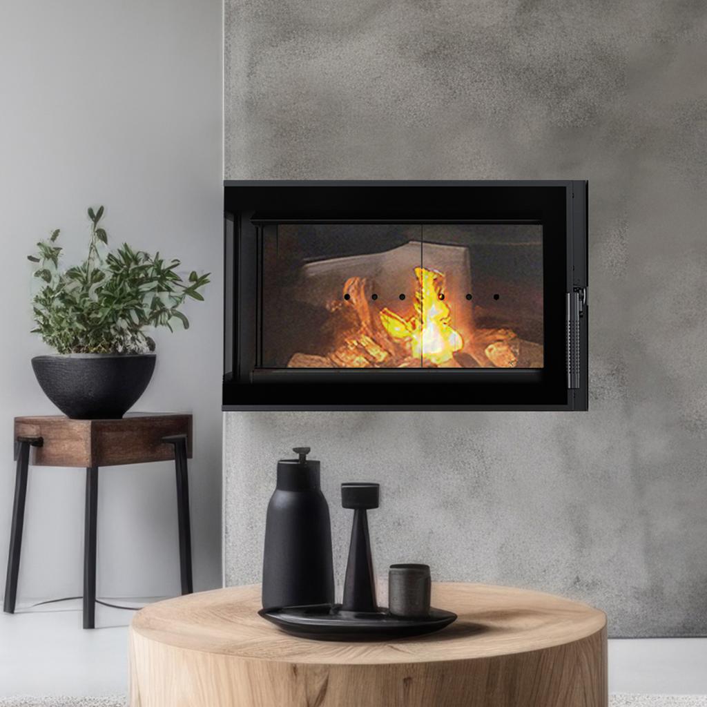 Steel fireplace KRATKI SIMPLE left 6 kW Ø 150