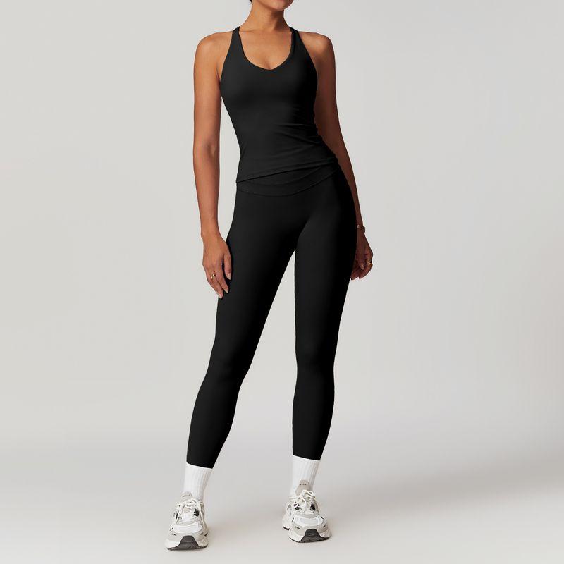 Guangzhou Zechuang Clothing Co., Ltd. Brushed Tight Back Yoga Suit Stretch High Waist Workout Clothes for Women Running