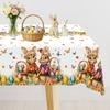 Happy Easter Decorations Table Cover Easter Bunny Eggs Tablecloth Spring Floral Garden Table Cloth for Home Kitchen Dining Table