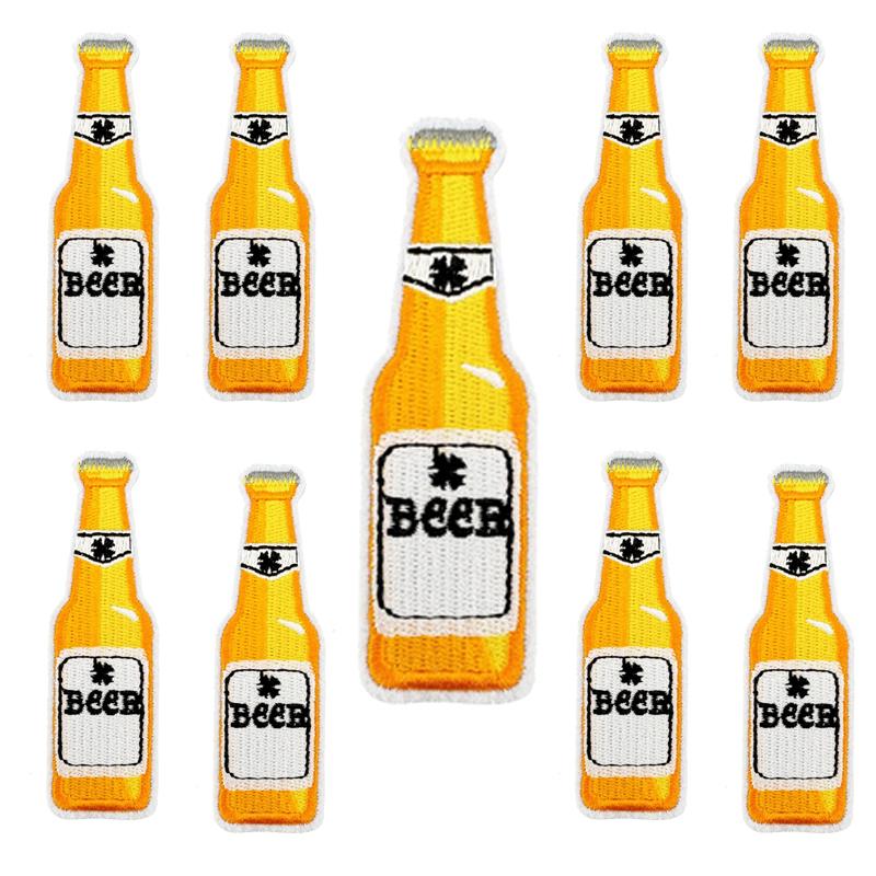 

10 шт./набор Оптовая продажа Мультяшная пивная нашивка Куртки Сумки Пришивные Вышитые нашивки Сделай сам Термонаклейки для одежды Пиво Глажка Стикер