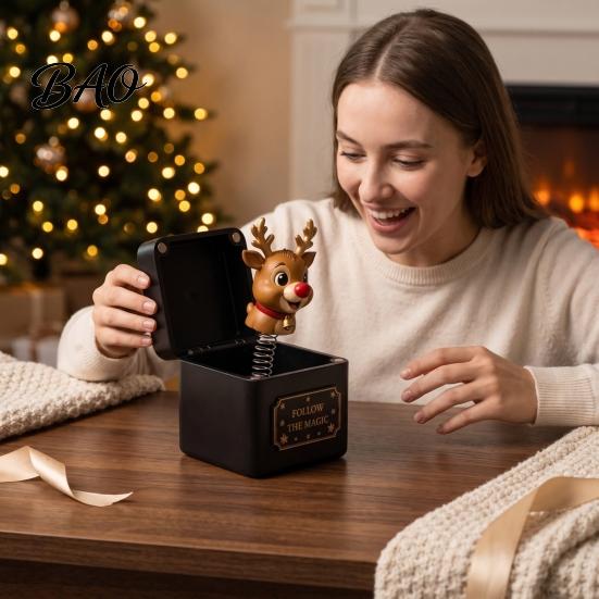 Xmas Gift for Family And Friends 3D Printed Christmas Pop-Up Magic Box with Spring Action, Elements/Angel/Star Star of Bethlehem Ornaments,
