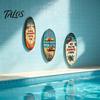 1/3Pcs Surfboard Plaque Decoration, Solid Wood Vintage Coastal Wall Sign, Retro Seaside Style Wall Art Ornament for Indoor Outdoor Use