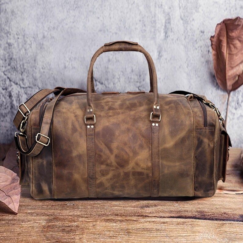 Leather Duffle Bag Handmade Leather Weekender Gym Bag Travel Bag Overnight Bag, Men Vacation Duffel Bag Leather Holdall Bag Gift for him