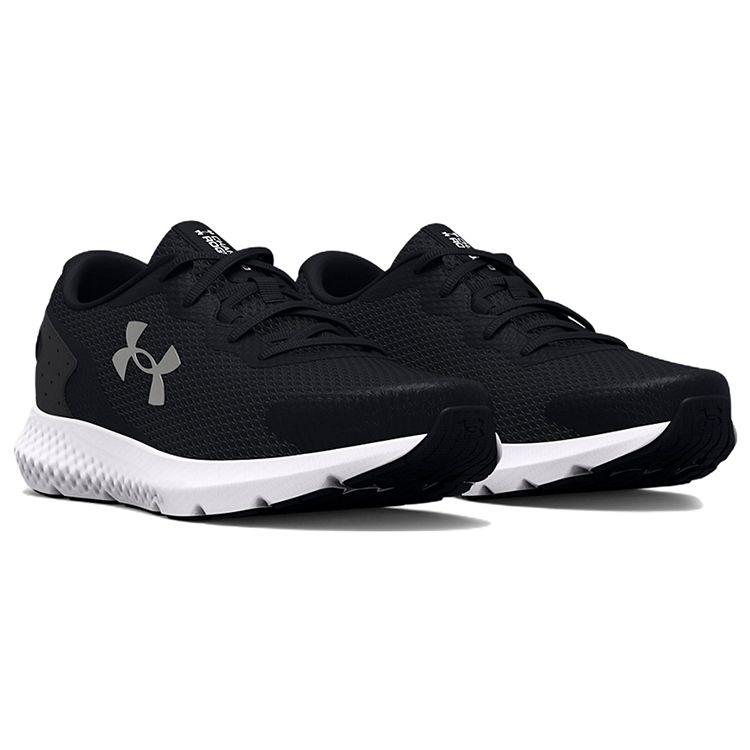 Under Armour Charged Rogue 3 Black Metallic Silver Women Sneakers 3024888-001