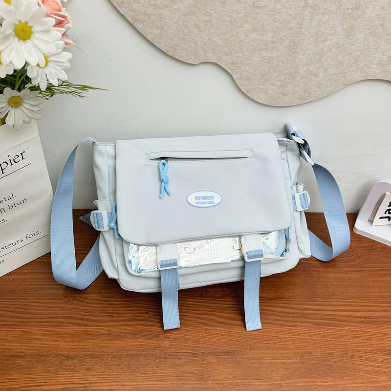 College Style Women's Crossbody Bag Student's Large Capacity Messenger Bag Color Contrast Shoulder Bag