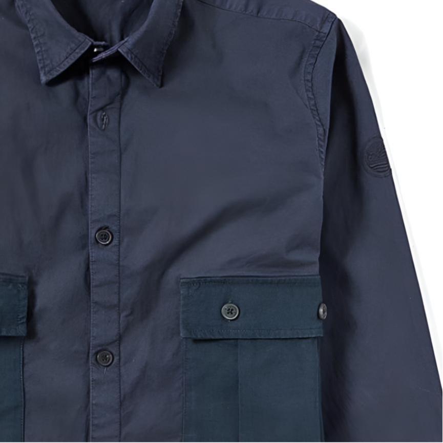 Timberland Solid Color Button Double Pocket Outdoor Sports Long Sleeve Shirt Men Shirts Dark-Blue A219U-433