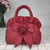 Top-handle Bag Ruched Bow Portable Smooth Zipper Coin Bag for Party Gathering Wedding Banquet