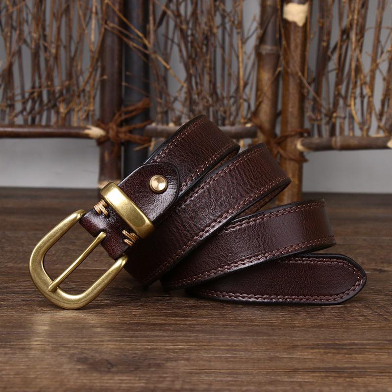 2.8cm Width Women Genuine Leather Belt for Women Female Cowskin Strap Casual Copper Buckle Ladies Belts Designer High Quality