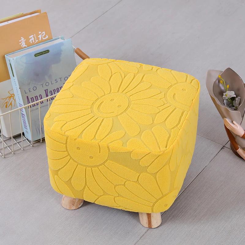 Washable Ottoman Cover Footrest Covers Elastic Seat Protective Case Chair Covers Footstool Protector Covers Without Stool