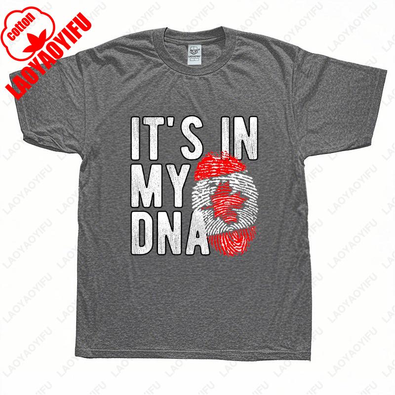 Its in My DNA Canada Flag Fingerprint Printed Tshirt Summer Woman Man Patriotism High Quality Cotton T Shirts Shortsleev S