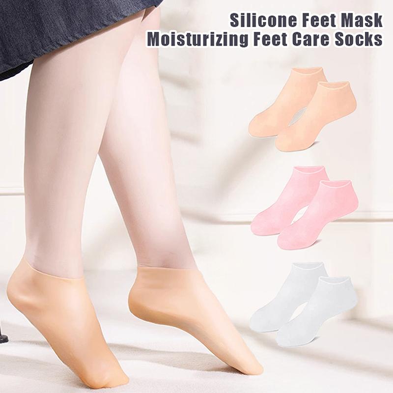 1 par de calcetines hidratantes de silicona para el cuidado de los pies, antisequedad de la piel, antigrietas, exfoliantes, eliminan la piel muerta y alivian el dolor