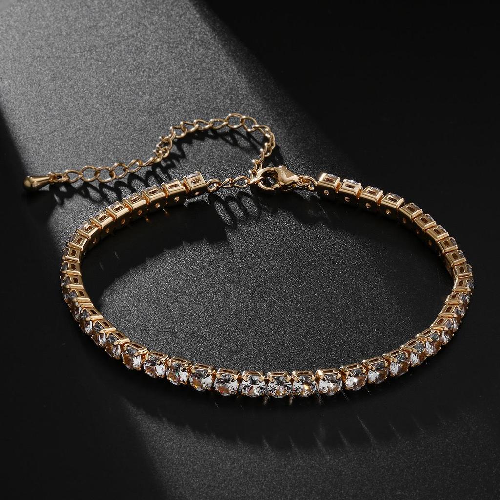 Chaîne Tennis Zircon Bracelet Tennis: Unisexe 4-5mm Mode Européenne et Américaine, Style Hip Hop