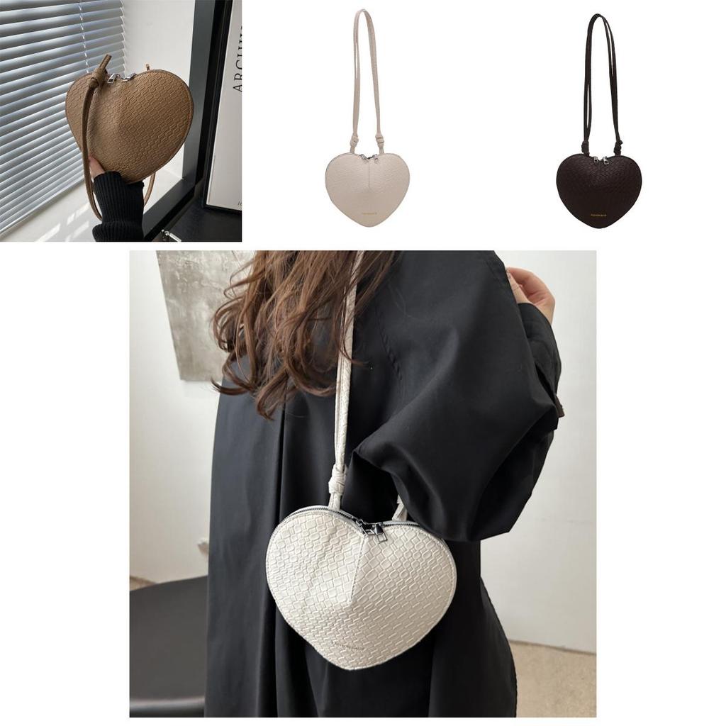 Fashion Casual Pu Heartshaped Crossbody Bag With Inner Zipper Pocket For Women