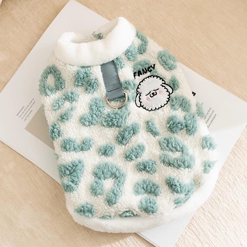 Dog Clothes Jacquard Leopard Print Traction Two-legged Fleece Can Be Traction In Autumn and Winter Thickened Warm Winter Pet Clothes