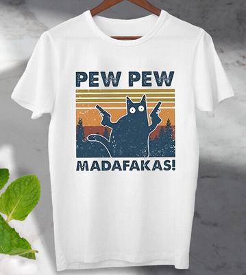 Pew Pew Madafakas T-Shirt Vintage-Look Herren Damen T-Shirt Top Ideales Geschenk T-Shirt