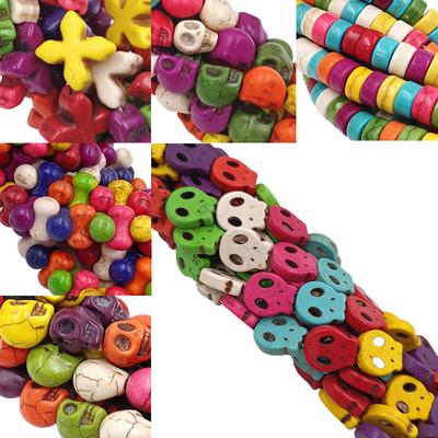 Skull Cross Flower Flat Beads Moon Artificial Turquoise Spacer Beads DIY Bracelet Necklace Accessories