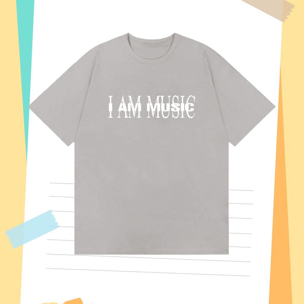 Mens Clothing I AM MUSIC Fun Design Cotton Printed Tshirt Spring and Summer  Personality Short Sleeved Round Neck Tshirt
