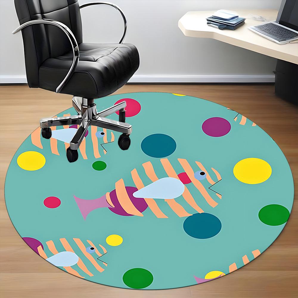 1pc Fish Pattern Office Round Rug, Non-slip, Soft and Durable Office Rug for Interior Decoration, Perfect for Office, Beautiful Decoration yy260323055
