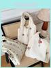 Adorable Floral Canvas Tote Bag For College Students Cute Handheld Shoulder Bag Spacious