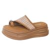 Casual, Fashionable and Comfortable One-word Drag Women's 2025 Summer New Thick-soled Heightening Toe Slippers Women Wear Sandals Tide