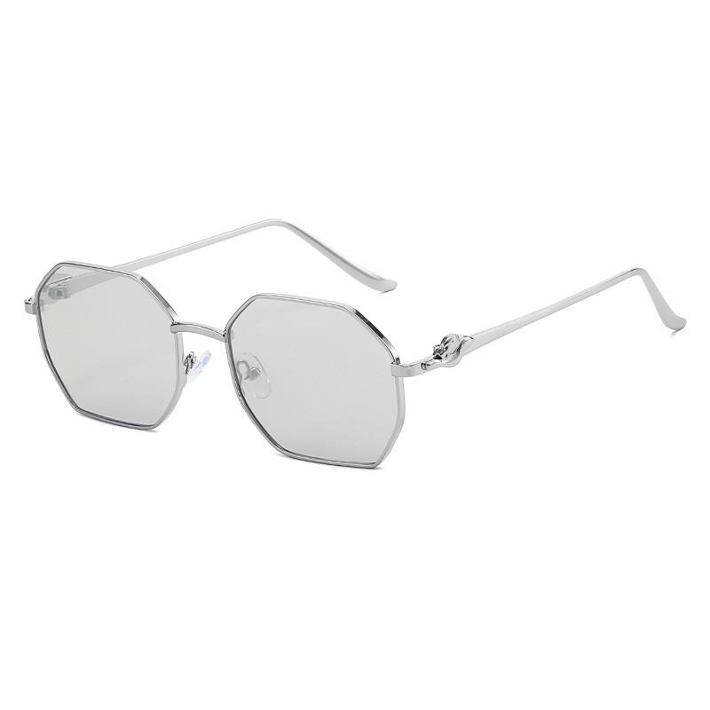 Hip Hop Style Polygon Metal Frame Sunglasses With Gray Lenses For Streetwear And Parties SilverFrameWhiteSilver