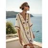 2026 women's V-neck dress seaside vacation 3D printing loose skirt beach