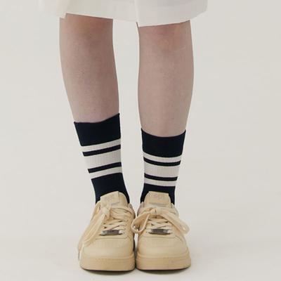 SPNK Mid-length Striped Socks_Black