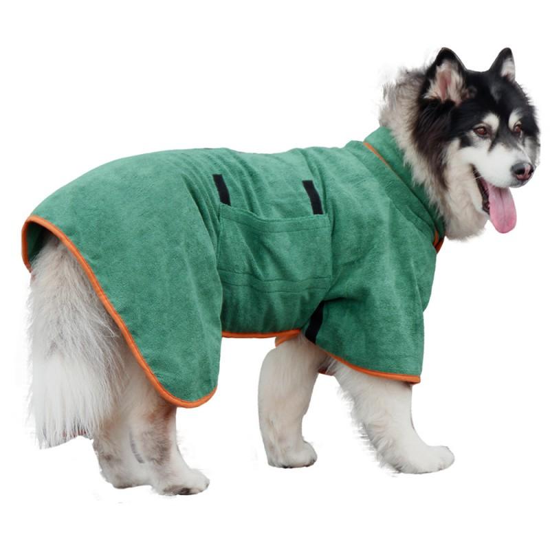 Pet Bath Robe With Hood Absorbent Quick-Dry Towel Coat Large Dogs Like Alaskan Malamute Golden Retriever