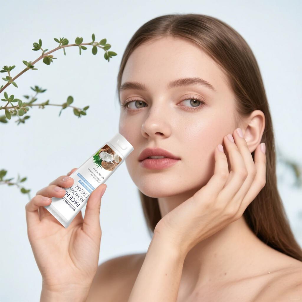 Dámský exfoliační krém na odstraňování chloupků z obličeje je jemný a nedráždivý, účinně exfoliuje, 50g