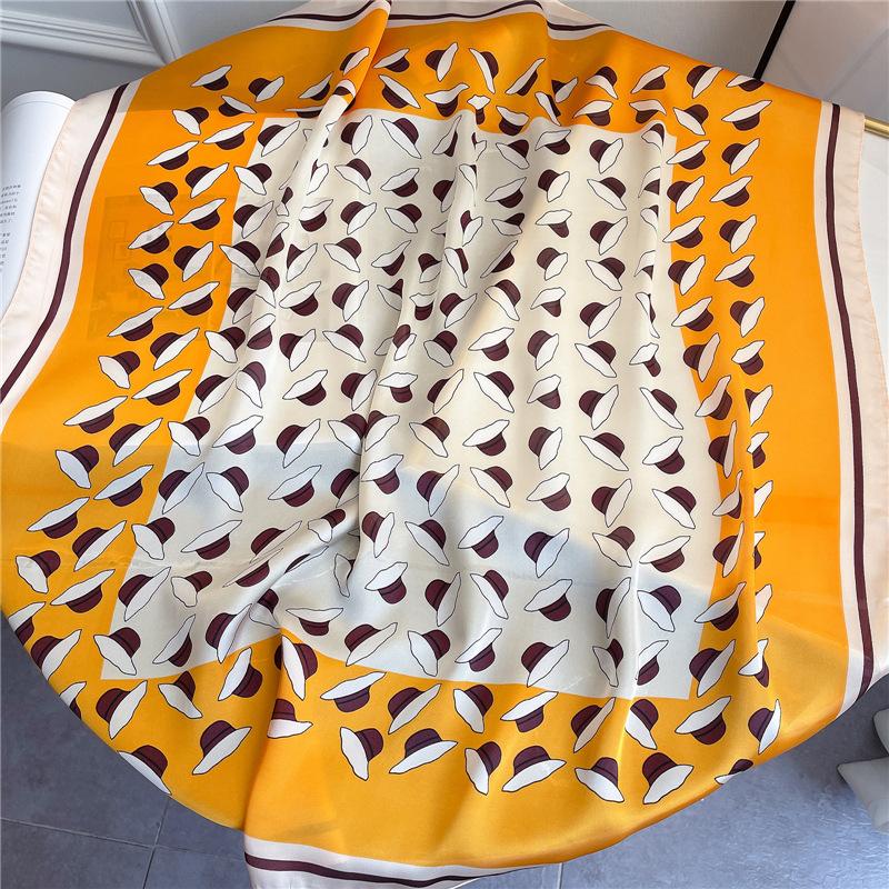 New Small Square Scarf 70cm Women's Thin Edition Color Blocked Printed Silk Versatile Decorative Shawl Autumn/Winter
