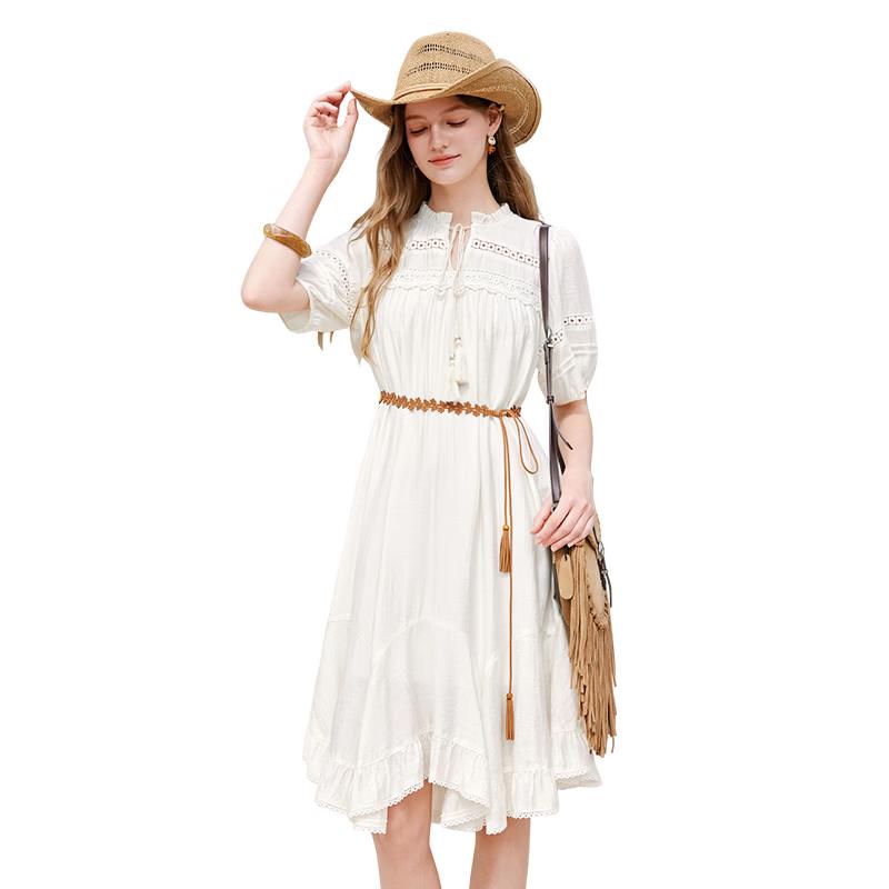 Women s French Style White Bohemian Lace Dress S
