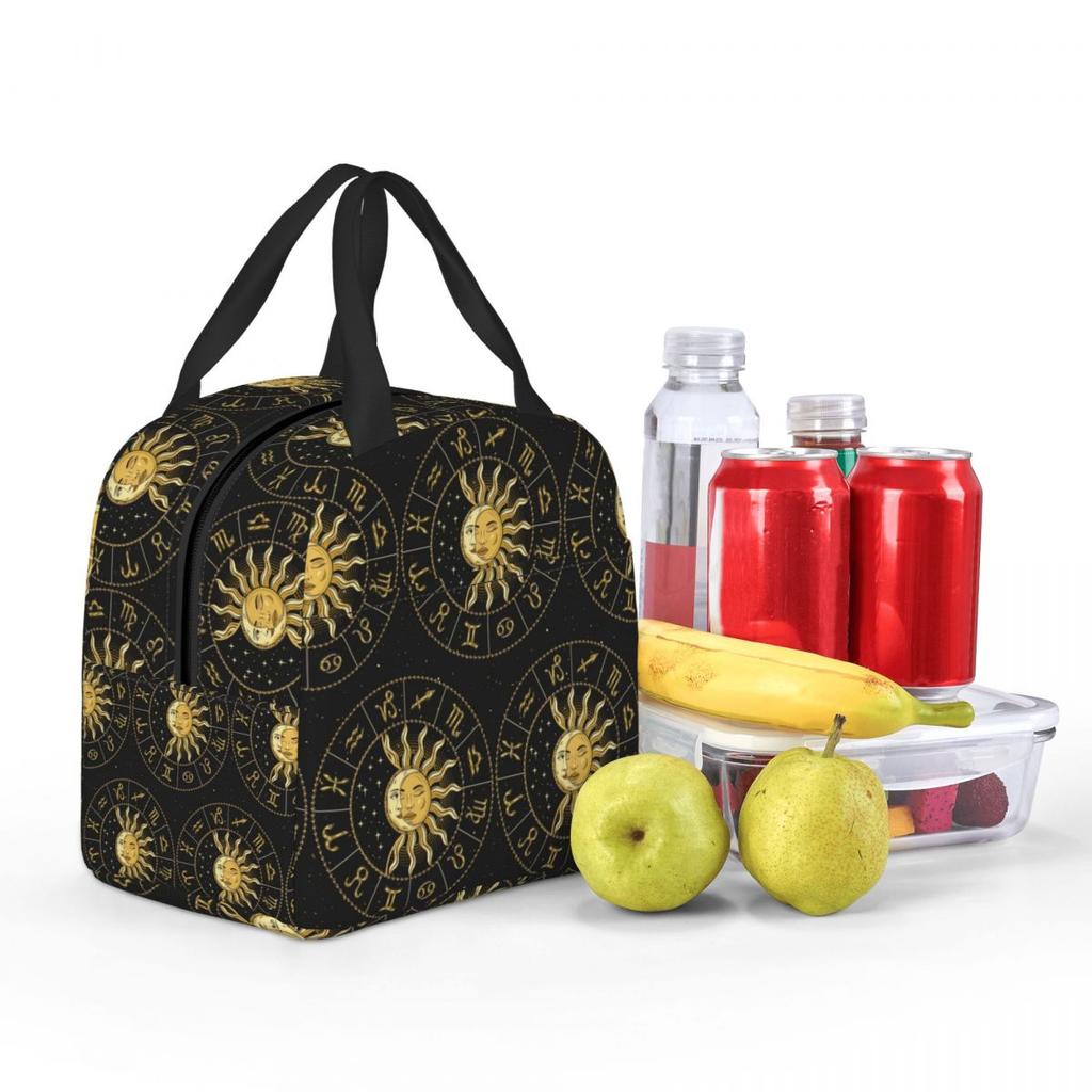 Horoscope Wheel With Zodiac Signs Insulated Lunch Bag for Women Kids Leakproof Food Boxes Thermal Lunch Box Tote