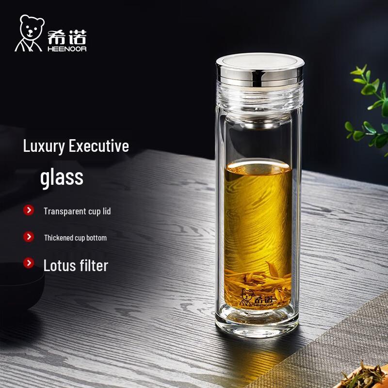 Zhishi Double Wall Glass Tea Tumbler with Infuser