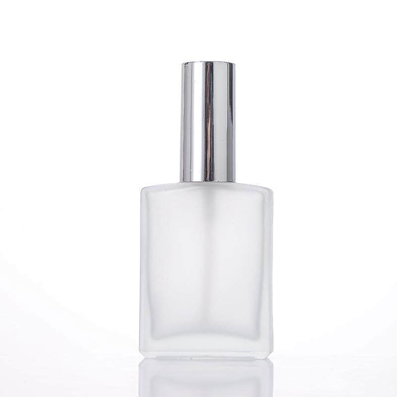 Portable Frosted Glass Perfume Spray Bottle - Transparent Flat Square Design